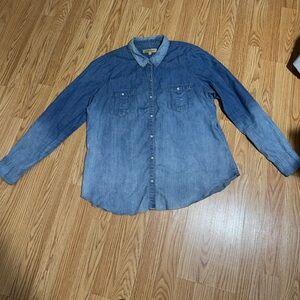 Democracy, Blue Denim Button-Up Shirt, XL